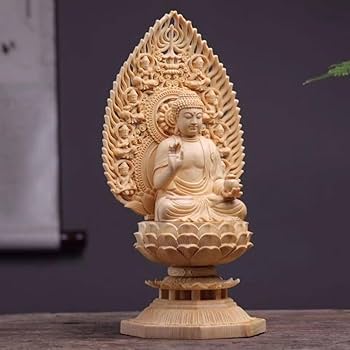 仏像　木彫　薬師如来像　檜木 Amazon｜木彫り仏像 【薬師如来】 柘植 飛天光背八角台 坐2.0寸